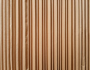 Paper cardboard background. Natural corrugated carton sheet. Kraft cardboard texture with vertical stripes.