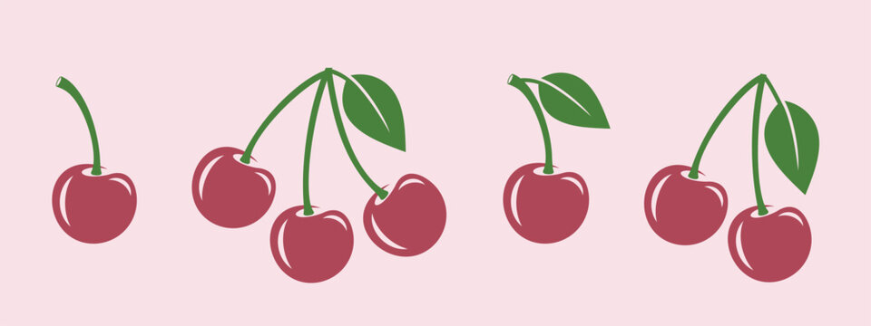 Cherry logo. Isolated cherry on white background