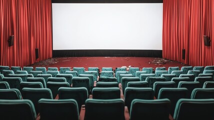 Fototapeta premium Empty movie theater with broken projectors and dusty seats, left in silence after years of entertainment abandoned cinema, lost stories