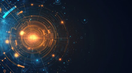 Abstract Digital Art with Glowing Circles and Lines
