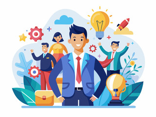 Entrepreneur, leadership concept illustration.