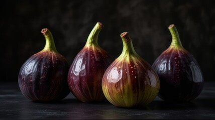 Obraz premium Four Figs on a Dark Surface