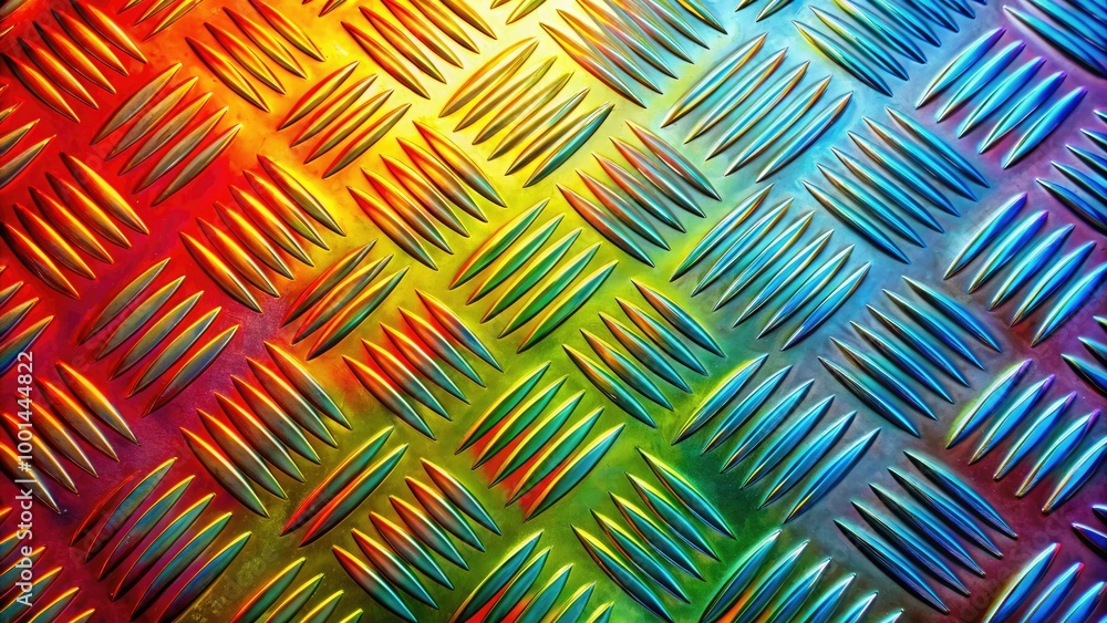 Poster Close-up of Textured Sheet Aluminum Surface with Unique Patterns and Reflective Quality for Design Use