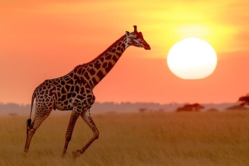 Obraz premium giraffe at sunset