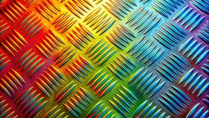 Close-up of Textured Sheet Aluminum Surface with Unique Patterns and Reflective Quality for Design Use