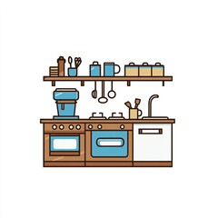 Kitchen icon, simple line art vector graphic on a white background.