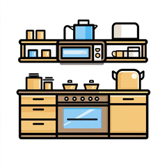 Kitchen icon, simple line art vector graphic on a white background.