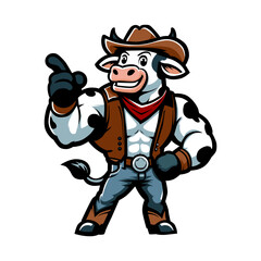 a cartoon of a cow wearing a cowboy hat and a cowboy hat.