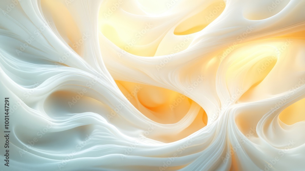 Aufkleber an abstract 3d image of body cream swirling into an intricate design, surrounded by soft glowing lig