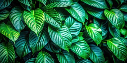 Lush Dark Green Leaves in Natural Light Creating a Serene and Tranquil Outdoor Atmosphere