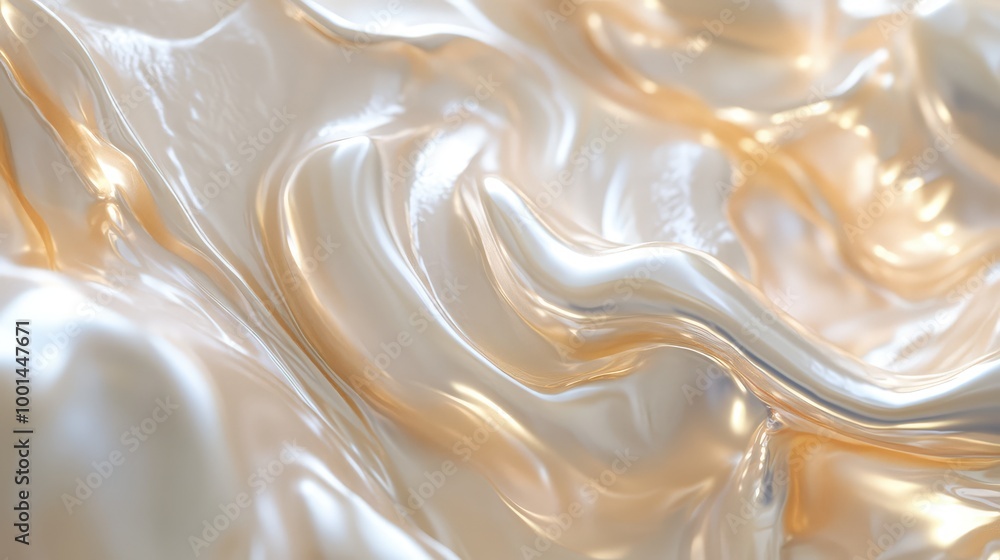 Aufkleber an abstract 3d representation of shampoo cream spilling over smooth surfaces, illuminated by subtle 