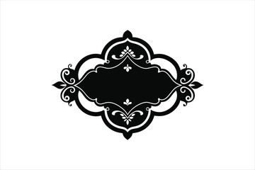  Vector vintage baroque calligraphy border frame card silhouette black artwork illustration.