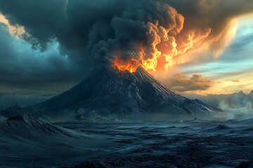 Fototapeta premium volcano in the clouds