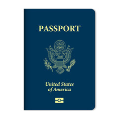 United States passport cover front with official gold emblem and text