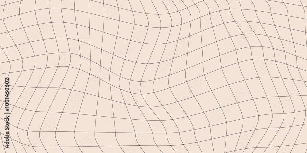 Aufkleber twisted checkered linear background. abstract vector pattern. black and beige colors. retro wavy che