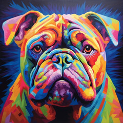 Obraz premium A multicolor bulldog spectral that creates a stunning Vibrant Wall Art as a gift