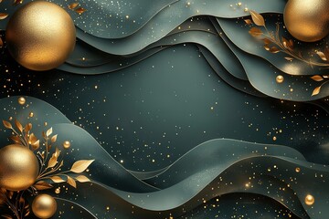 A gold and silver design with a blue background