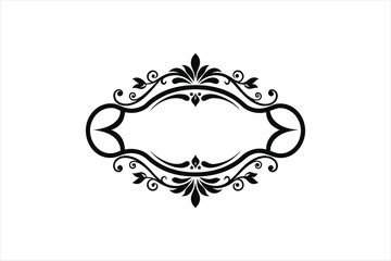  Vector vintage baroque calligraphy border frame card silhouette black artwork illustration.