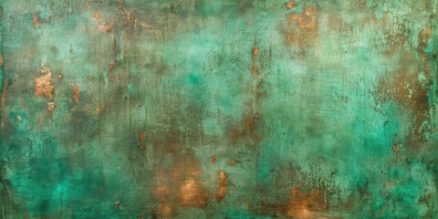 Weathered oxidized green copper plate texture background for design projects