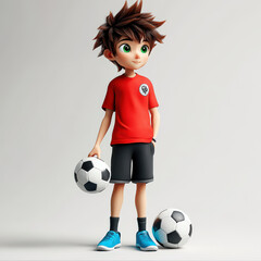 Cartoon Boy Holding Soccer Ball  Soccer Player  Football  Sport  Game  Fun  Kid  Child  Character   D  Rendered