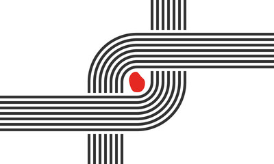 curved parallel lines, meditation zen garden top view or life balance vector illustration, river stream abstract