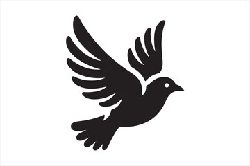 A flying beautiful bird silhouette.