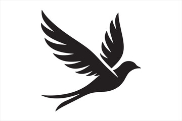 A flying beautiful bird silhouette.