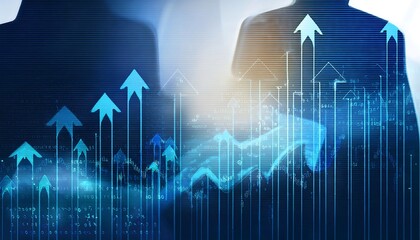 Arrow, Stock Market, and Collage Background Design for Business, Economy, and Global Inflation. Graphic for SEO, Marketing Strategy, Banking, Investment Growth, and Forex Trading Wallpaper