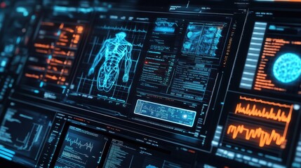 Obraz premium A modern electronic medical record system displayed on a digital interface, representing advanced medical technology