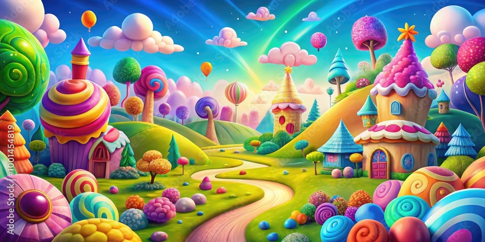 Poster colorful cartoon background with whimsical patterns and playful elements for creative projects