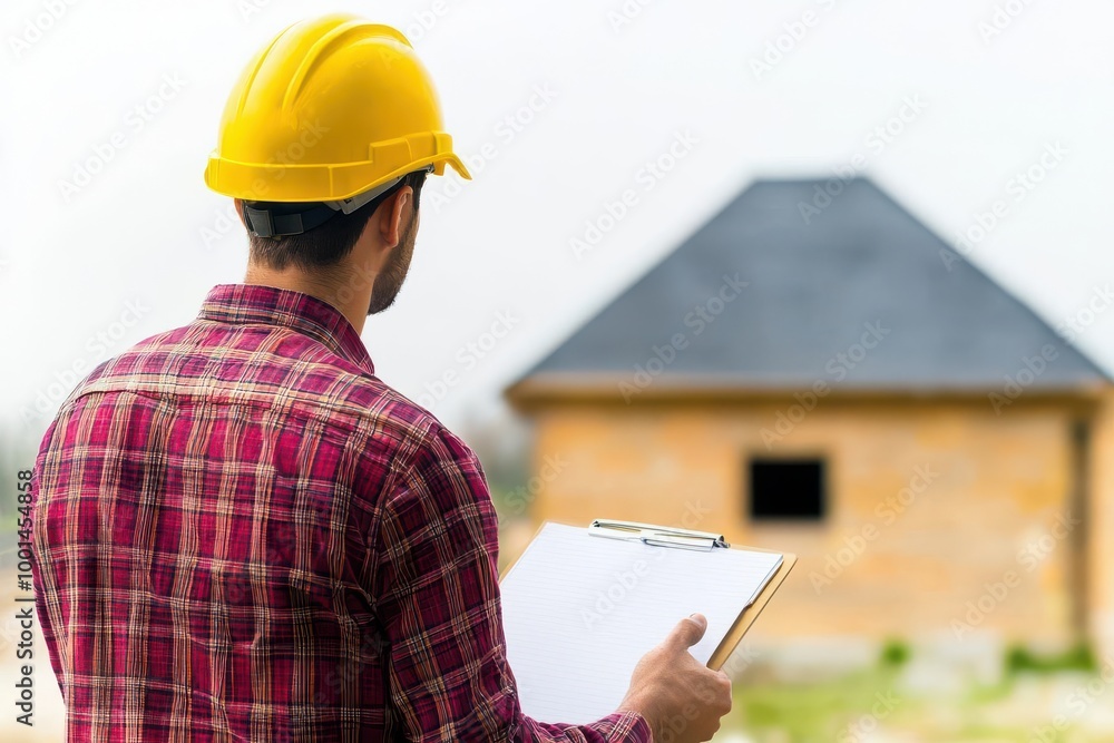 Poster project engineer overseeing the retrofitting of an old building with energy-efficient systems, proje