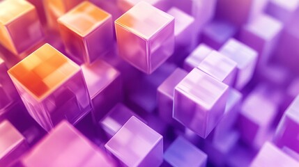 Abstract Purple and Orange Cubes