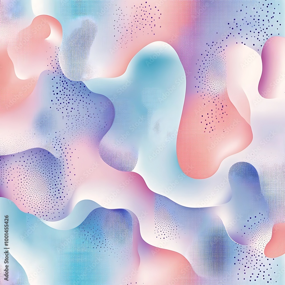 Poster abstract background with pastel colors and shapes in the form of dots, bubbles, or spots generative 