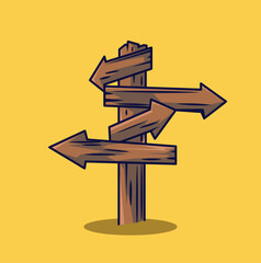 vector illustration of wooden directions icon