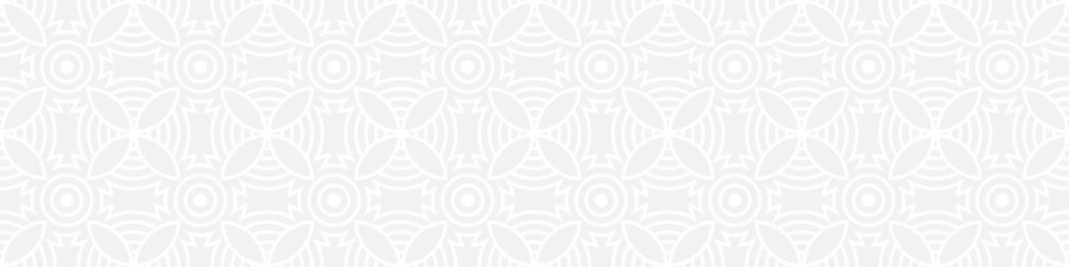 Seamless trendy pattern of stripes and diamonds, geometric white shapes for textiles and wallpaper. Abstract panoramic pattern on a gray background for a New Year or wedding cover or card.