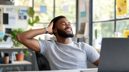 Fototapeta premium Office worker massaging their neck at their desk