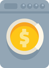 Money laundering concept with washing machine converting dollar coin into clean money