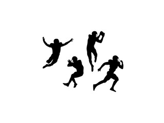 The silhouette of caucasian rugby men's player isolated on white background cartoon vector illustration, label, sticker of people football vector image is a game premium.