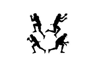 The silhouette of caucasian rugby men's player isolated on white background cartoon vector illustration, label, sticker of people football vector image is a game premium.