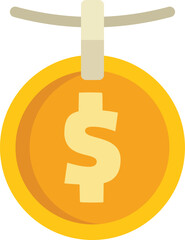 Golden coin hanging on string representing business success concept