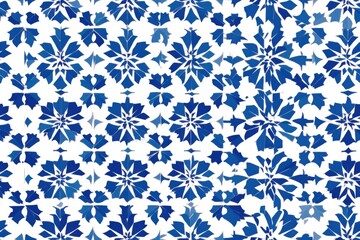 white and blue tile with an intricate geometric pattern
