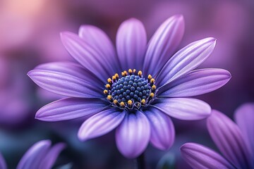 Fototapeta premium A close up of a purple flower with a blue center