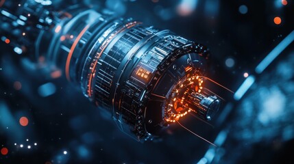 A close-up of a satellite's propulsion system, showcasing the technology that allows it to adjust its orbit and position