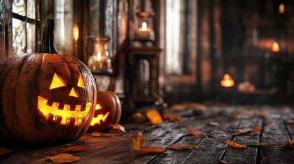 Fototapeta premium Spooky Pumpkin Decor for Halloween Celebration