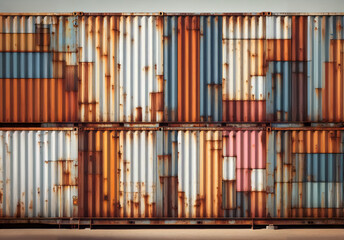 Fototapeta premium Wallpaper, Grunge, rostig, verwittert, Hintergrund oder Textur, Containerstapel bunt