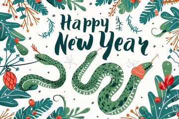 Obraz premium A colorful poster with a green snake on it