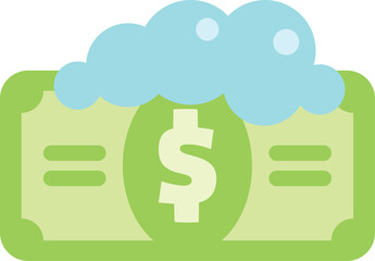 Green dollar bill with soap suds on it representing money laundering