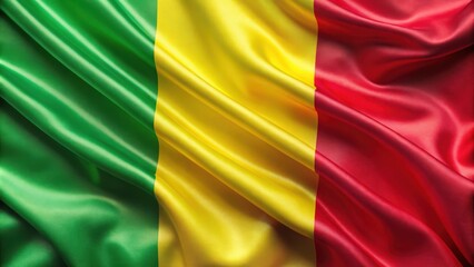 Close up of Mali flag with vibrant colors and intricate design for background
