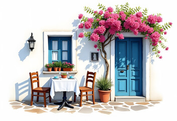 Beautiful Balcony Flowery Garden Close-up And Yellow Residential Building Concrete Wall In The Background
