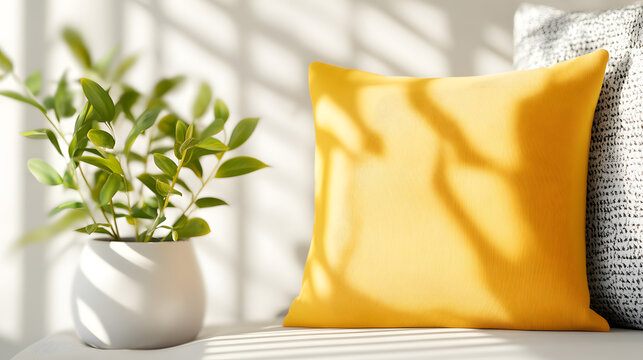 Customizable yellow cushion in comfort natural light